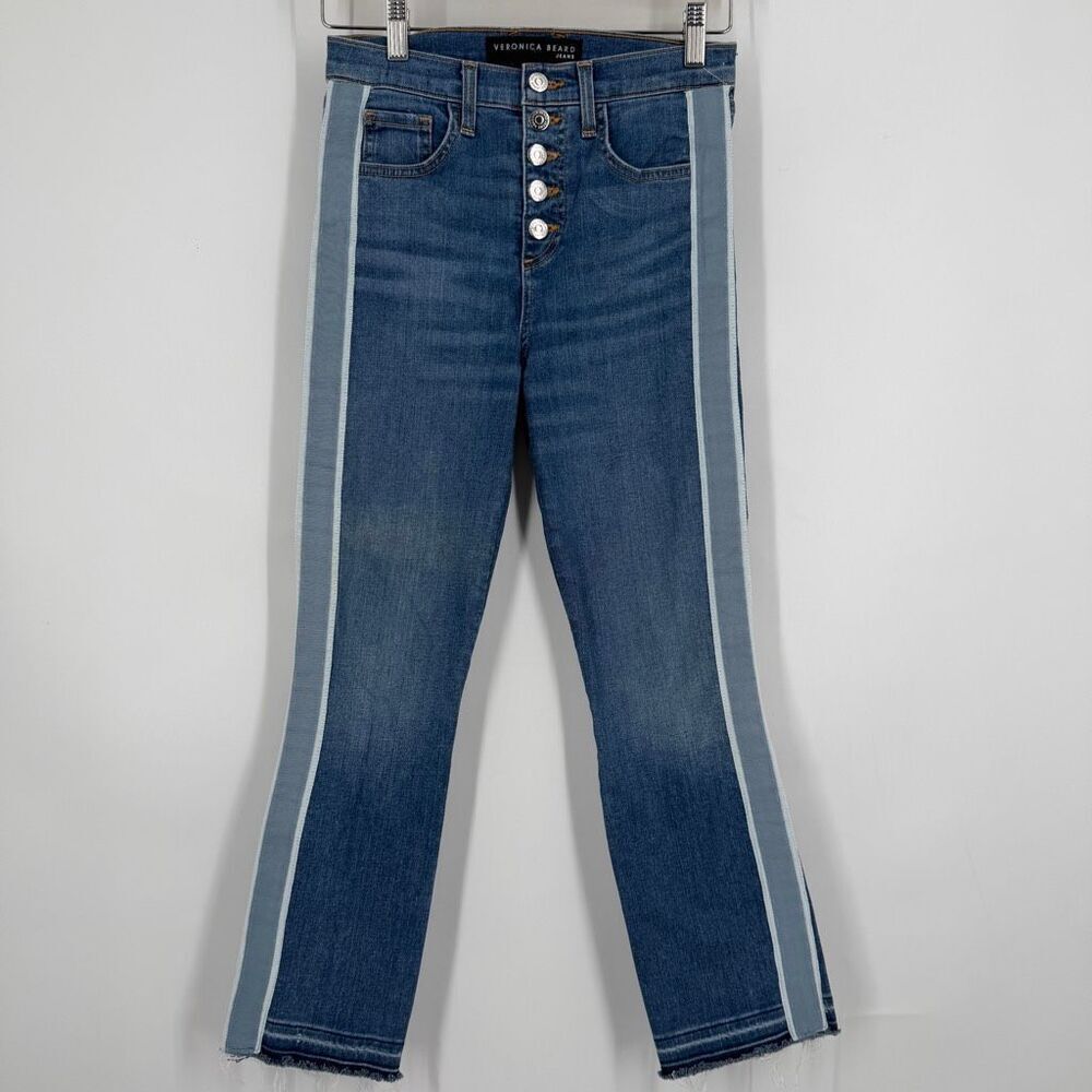 Veronica Beard Blue Carolyn Tuxedo Stripe High Rise Baby Boot Jeans Size 26
